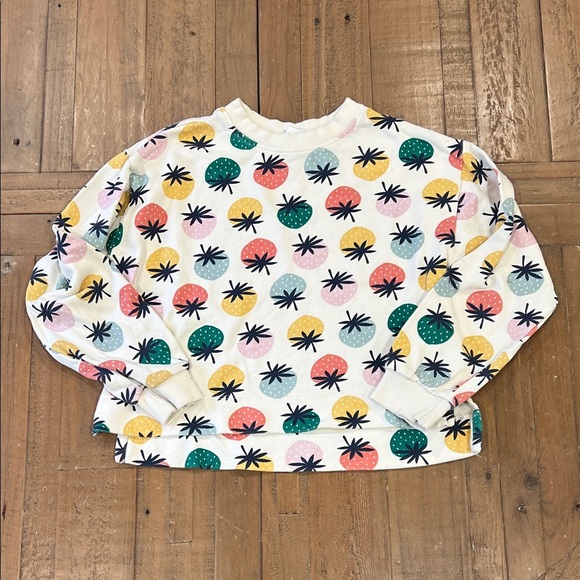 Hanna Andersson rainbow strawberry crewneck cropped sweatshirt 6-7 years - Picture 1 of 6